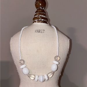 Monochromatic White Beaded Necklace